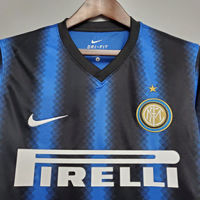 Camisa Manga Longa Retrô Inter de Milão I 10/11 Nike - Azul e Preto